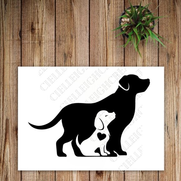 🌞2 for $20🌞 Mama and Baby Dog vinyl decal - Picture 1 of 3